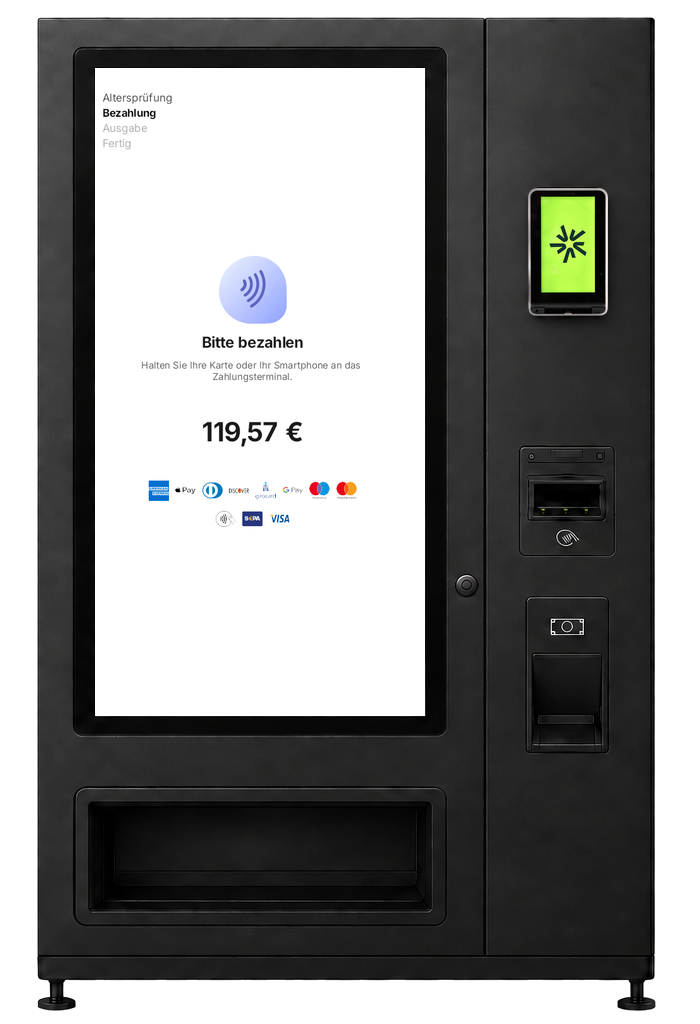 SENVEND Automat mit Zahlungsterminal und Ausweisleser