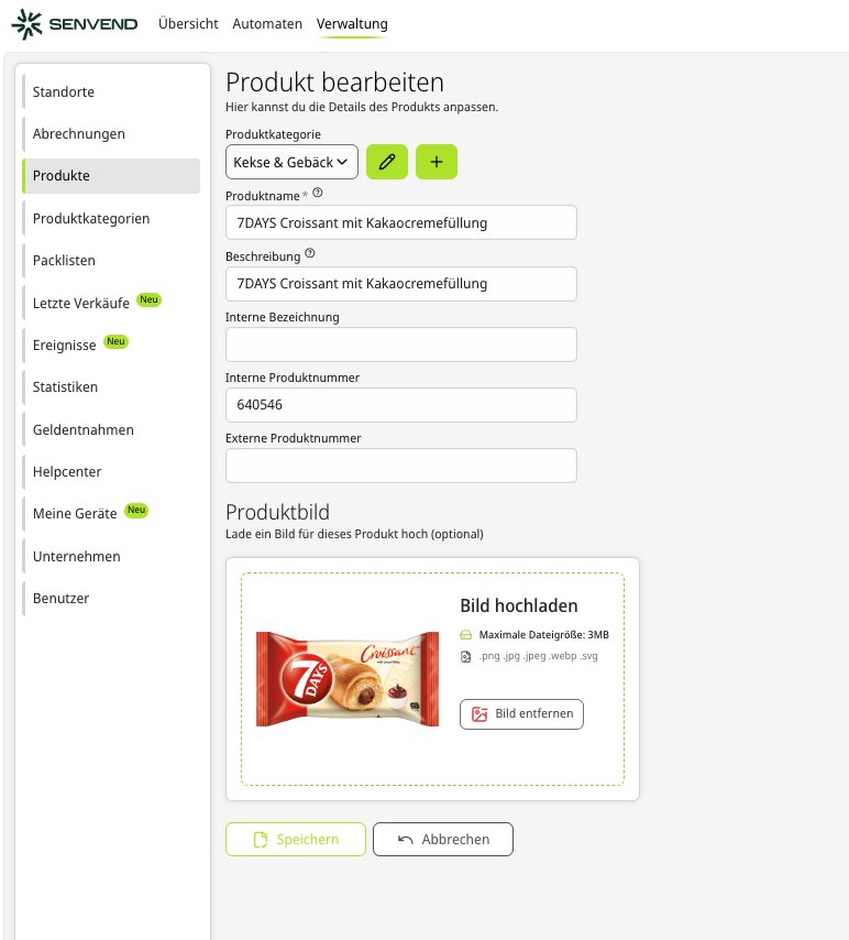 my.senvend: Produkt bearbeiten