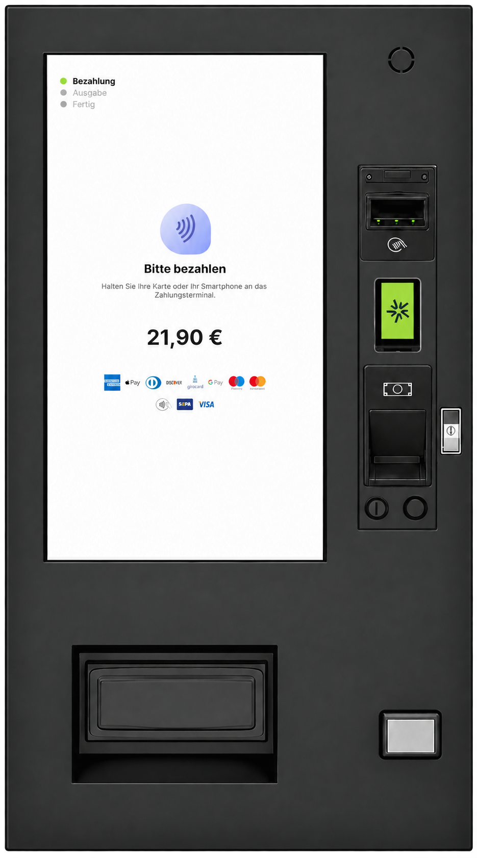 SENVEND Automat mit Zahlungsterminal und Ausweisleser